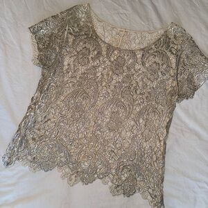 Chic Metallic Lace Blouse
